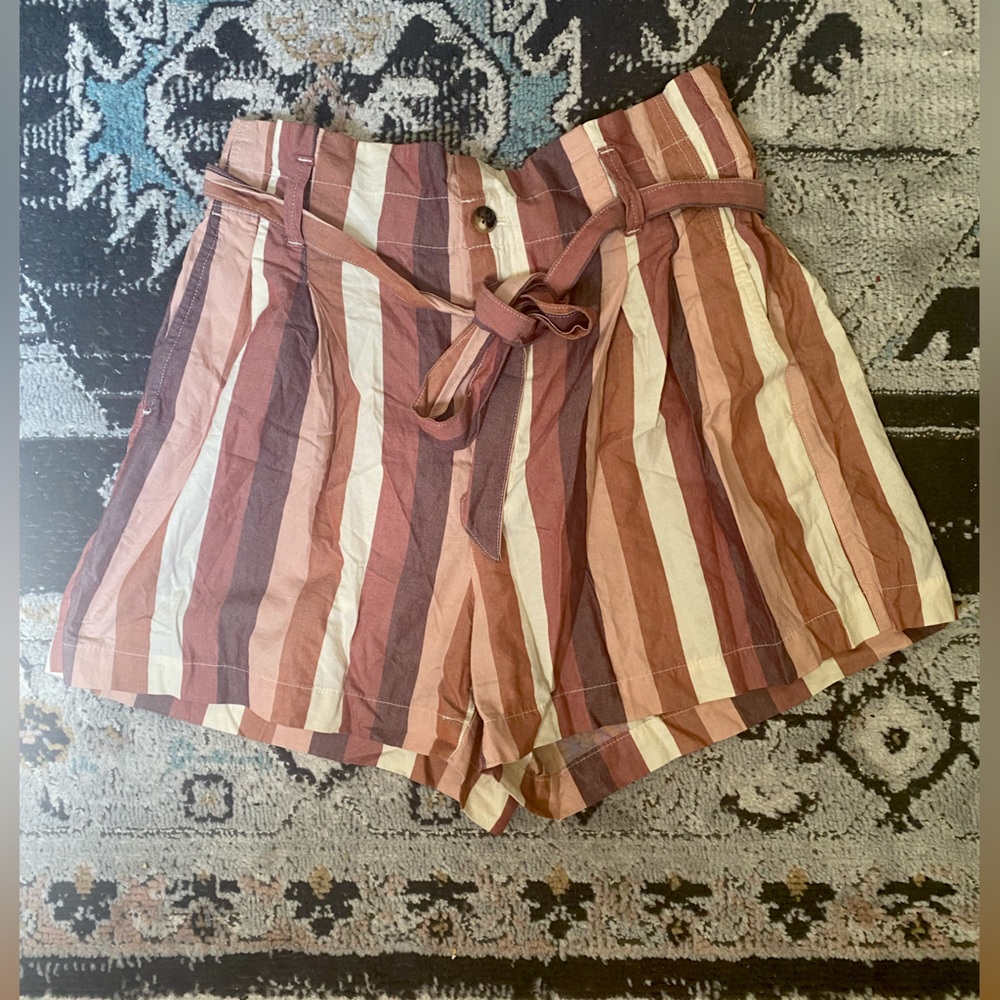 MADEWELL Striped Shorts with a Button and Tie Waist